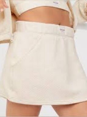 OFFLINE By Aerie Cream Coffee Run Mini Skirt Cozy Athleisure Lounge Size XL